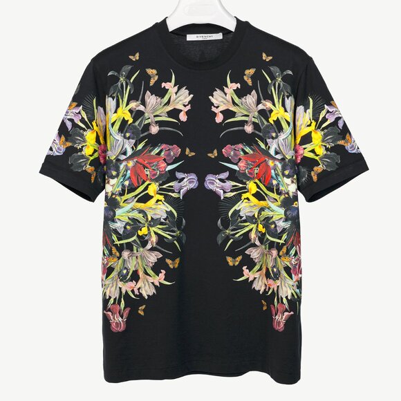 Givenchy Black Multi Flowers Printed Cotton Jersey T-Shirt - Picture 2 of 8